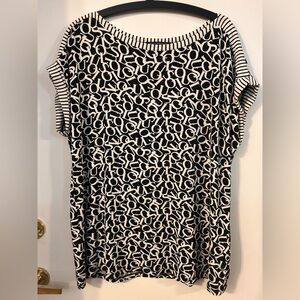 Betty Barclay Sophie Cream and Black Patterned Women's Short Sleeve Top